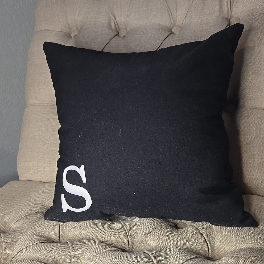 Black Monogrammed Throw Pillow